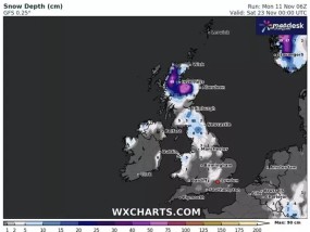 雪：由于整个英国都受到寒冷天气的影响，英国将面临高达18英寸的降雪